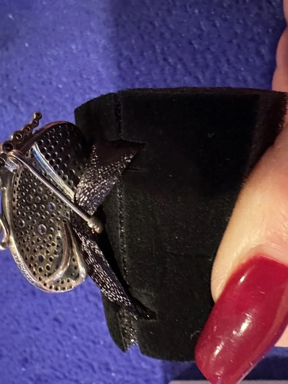 Pandora Sterling Butterfly Brooch/Pendant with Blue Crystals and CZs